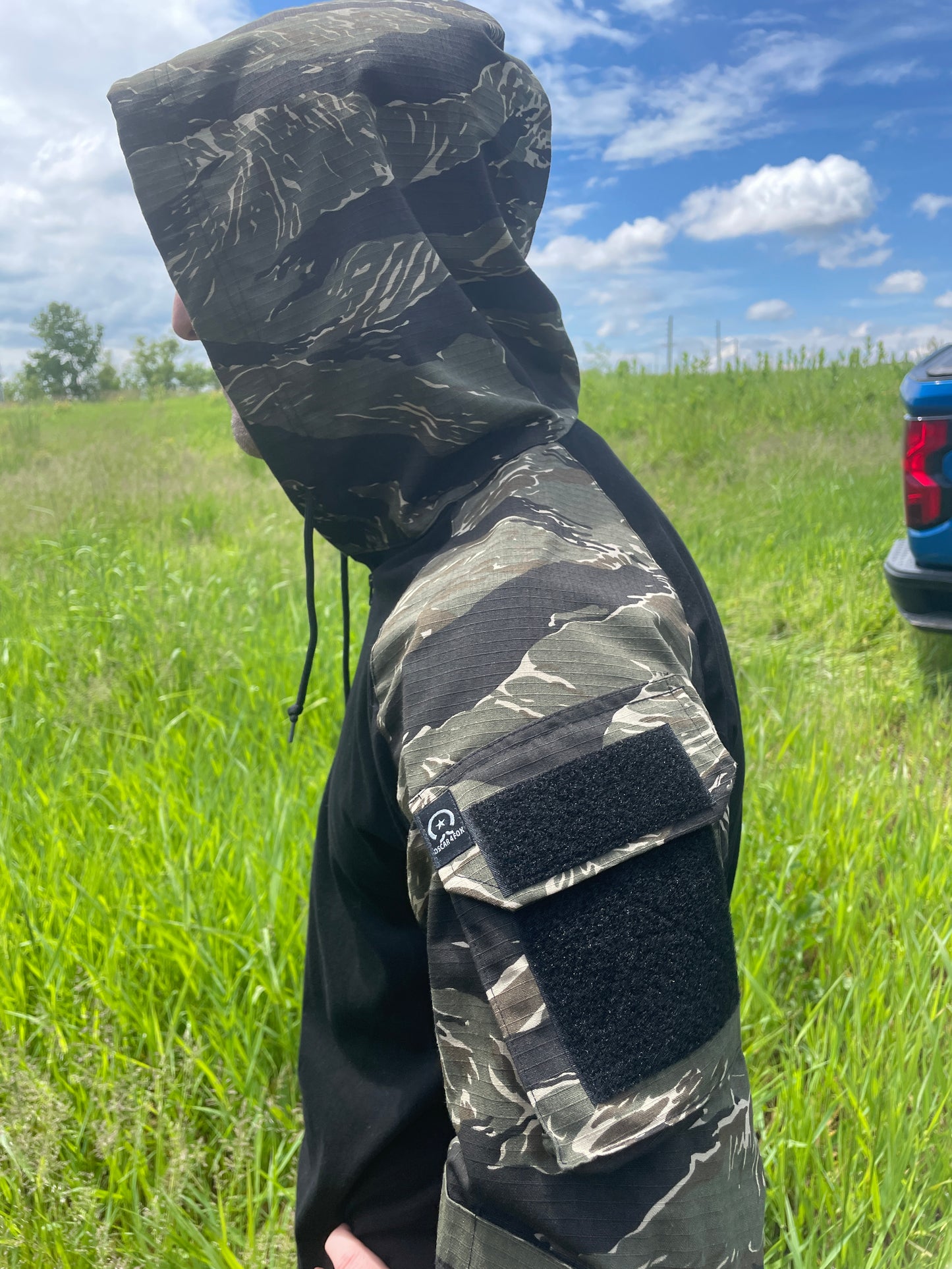 Tiger Stripe Black Hooded Combat Shirt