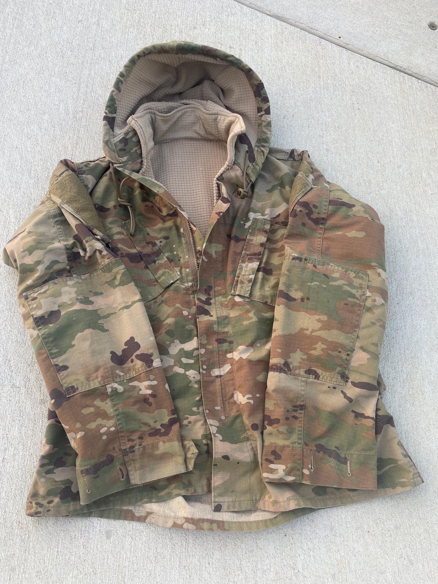 Fleece Lined Hooded Surplus Multicam Zip Up Jacket