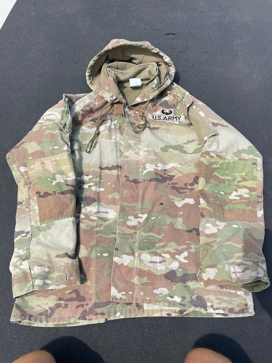 Fleece Lined Hooded Surplus Multicam Button Up Jacket