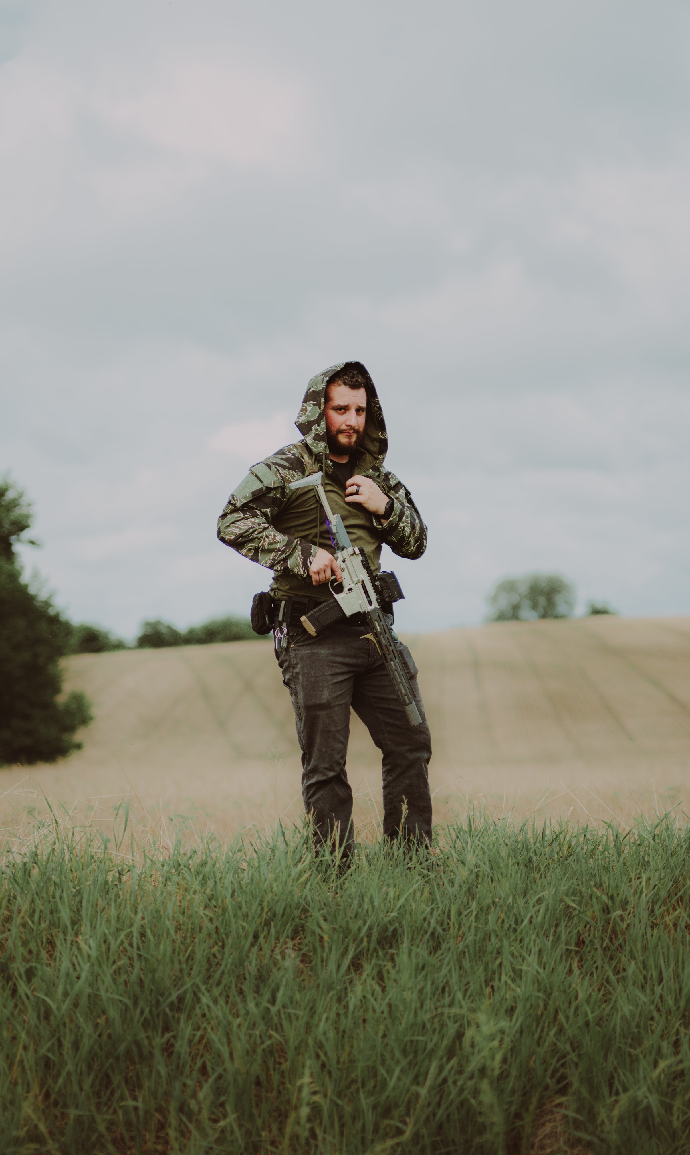 Tiger Stripe OD Hooded Combat Shirt | Oscar4Fox